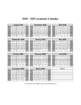2028-2029 Academic Calendar Calendar