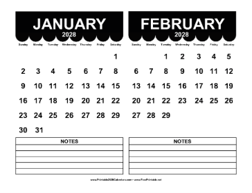 2028 Cute Scallop Calendar Calendar