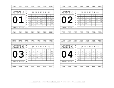 2028 Horizontal Scrapbook Calendar Cards Calendar