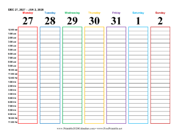 2028 Hourly Calendar Calendar