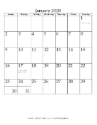 January 2028 Calendar (vertical) calendar