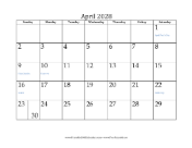 April 2028 Calendar
