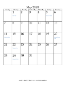May 2028 Calendar (vertical) calendar