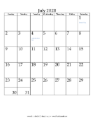 July 2028 Calendar (vertical) calendar