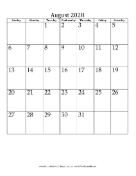 August 2028 Calendar (vertical) calendar