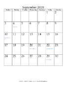 September 2028 Calendar (vertical) calendar