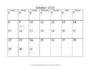 October 2028 Calendar