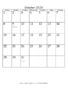 October 2028 Calendar (vertical) calendar
