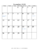 November 2028 Calendar (vertical) calendar