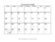 December 2028 Calendar