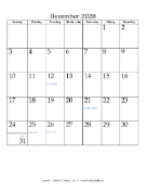 December 2028 Calendar (vertical) calendar