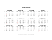2028 Calendar on one page (horizontal holidays in red)