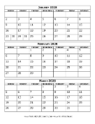 2028 Calendar Three Months Per Page calendar