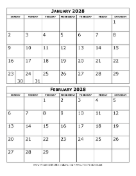 2028 Calendar Two Months Per Page calendar