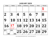 2028 Large Print calendar