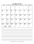 2028 Monthly Calendar with Notes Portrait calendar