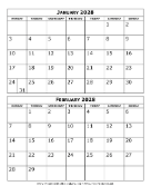 2028 Calendar Two Months per Page Monday Start calendar