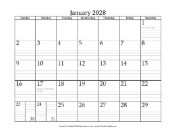 2028 Calendar with Lines calendar